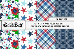 Ocean Nautical Digital Papers, scrapbook backgrounds designs Product Image 1