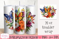 3D Tumbler Sublimation BUNDLE | Flowers and butterflies PNG Product Image 5