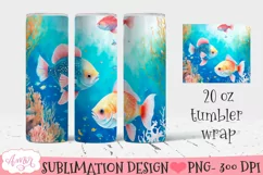 Watercolor Sea underwater Tumbler Wrap Sublimation PNG Product Image 1