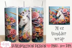 Unicorn 3D tumbler wrap PNG for sublimation Product Image 1