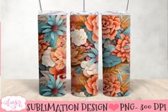 3D floral tumbler wrap sublimation, spring tumbler PNG Product Image 2