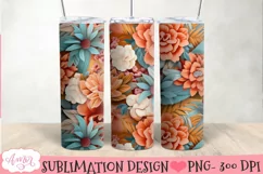 3D floral tumbler wrap sublimation, spring tumbler PNG Product Image 2