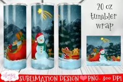 Snowman tumbler wrap for sublimation | Christmas tumbler PNG Product Image 2