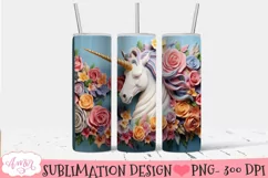 Unicorn 3D tumbler wrap PNG for sublimation Product Image 2