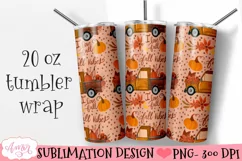 Fall 20 oz tumbler PNG for sublimation, harvester truck png Product Image 1