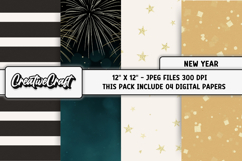 Happy New Year Digital Papers, scrapbook backgrounds designs Product Image 1