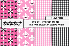 I Love Paris Digital Papers, scrapbook backgrounds designs Product Image 1