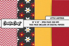 Little Ladybug Digital Papers, scrapbook backgrounds designs Product Image 1
