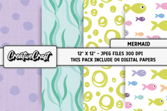 Little Mermaid Digital Papers, scrapbook backgrounds designs Product Image 1