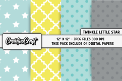 Twinkle Little Star Digital Paper, night illustration design Product Image 1