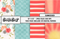 Sunkissed Digital Papers, scrapbooking backgrounds designs Product Image 1
