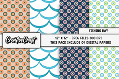 Fishing Day Digital Papers, scrapbooking backgrounds designs Product Image 1
