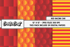 Red Racing Car Digital Papers, scrapbooking papers designs Product Image 1