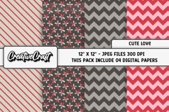 Cute Love Digital Papers, scrapbooking backgrounds designs Product Image 1
