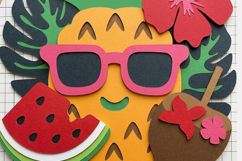Tropical Pineapple &amp; Fruits Summer Cake Topper 3D SVG Product Image 4
