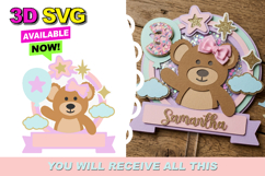Teddy Bear Cake Topper 3D SVG Product Image 1
