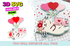 Cute Cat Love Cake Topper 3D SVG Product Image 1