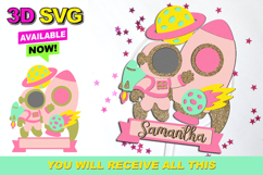 Outer Space girl Pink Cake Topper 3D SVG Product Image 1