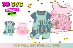 Gender Reveal Announcement Sign 3D SVG Product Image 1