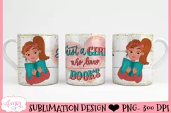 Just a girl who loves books mug wrap | Bookworm sublimation Product Image 2