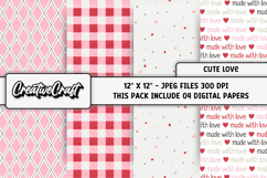 Cute Love Digital Papers, scrapbooking backgrounds designs Product Image 1