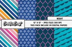 Night Digital Papers, vintage scrapbook backgrounds designs Product Image 1