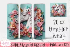 Unicorn 3D tumbler wrap PNG for sublimation Product Image 1