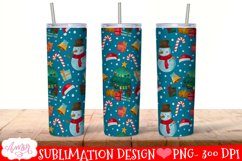 Christmas tumbler wrap for sublimation | Snowman tumbler PNG Product Image 2