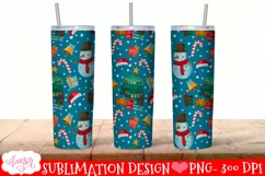 Christmas tumbler wrap for sublimation | Snowman tumbler PNG Product Image 2