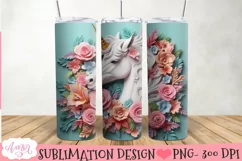 Unicorn 3D tumbler wrap PNG for sublimation Product Image 2