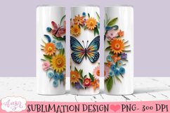 3D Tumbler PNG for Sublimation | Flowers and butterfly PNG Product Image 2