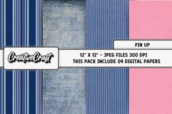 Pin Up Digital Papers, vintage scrapbook backgrounds designs Product Image 1