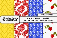 Belle Princess Digital Papers, scrapbook backgrounds designs Product Image 1