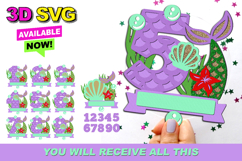 Mermaid Topper numbers 3D SVG Product Image 1