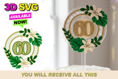 Tropical Leaf Cake Topper 3D SVG Product Image 1