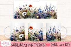 Wildflowers mug wrap PNG for Sublimation | Spring mug PNG Product Image 1