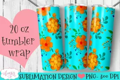 Turquoise Seamless floral tumbler wrap for sublimation Product Image 2