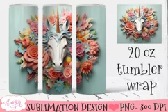 Unicorn 3D tumbler wrap PNG for sublimation Product Image 1