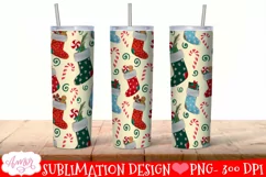 Christmas tumbler wrap for sublimation | Stockings gifts PNG Product Image 2