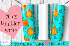 Turquoise Seamless floral tumbler wrap for sublimation Product Image 1
