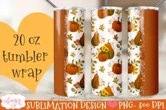 Autumn tumbler wrap for sublimation |Pumpkin PNG for tumbler Product Image 2