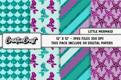 Little Mermaid Digital Papers, scrapbook backgrounds designs Product Image 1