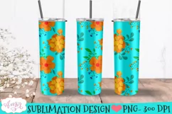 Turquoise Seamless floral tumbler wrap for sublimation Product Image 3