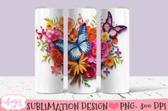 3D Tumbler PNG for Sublimation | Flowers and butterflies PNG Product Image 2