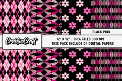 Black Pink Digital Papers, scrapbooking backgrounds designs Product Image 1