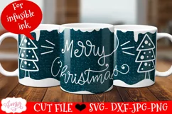 Merry Christmas Mug Wrap SVG for Cricut infusible ink 12oz Product Image 2