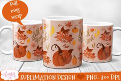 Fall 11oz mug sublimation template, pumpkin mug PNG Product Image 1