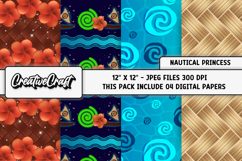 Nautical Princess Digital Papers, scrapbooking backgrounds Product Image 1