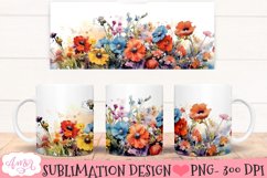Wildflowers mug wrap PNG for Sublimation | Spring mug PNG Product Image 1