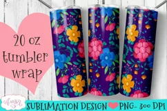 Purple Seamless floral tumbler wrap for sublimation Product Image 2